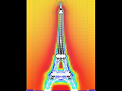 Eiffelova věž s barevnou mapou