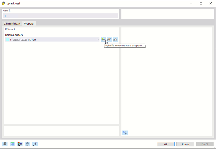Tlačítko pro vytvoření nového typu