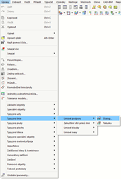 Hlavní nabídka „Úpravy“
