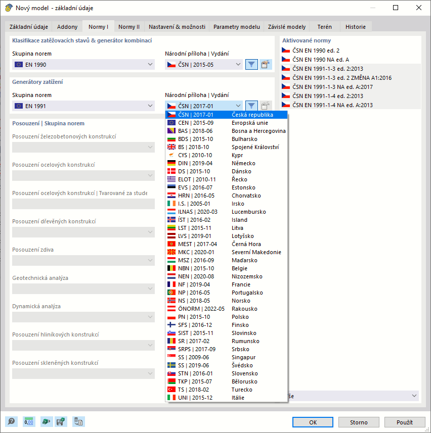 Výběr národní přílohy Eurokódu