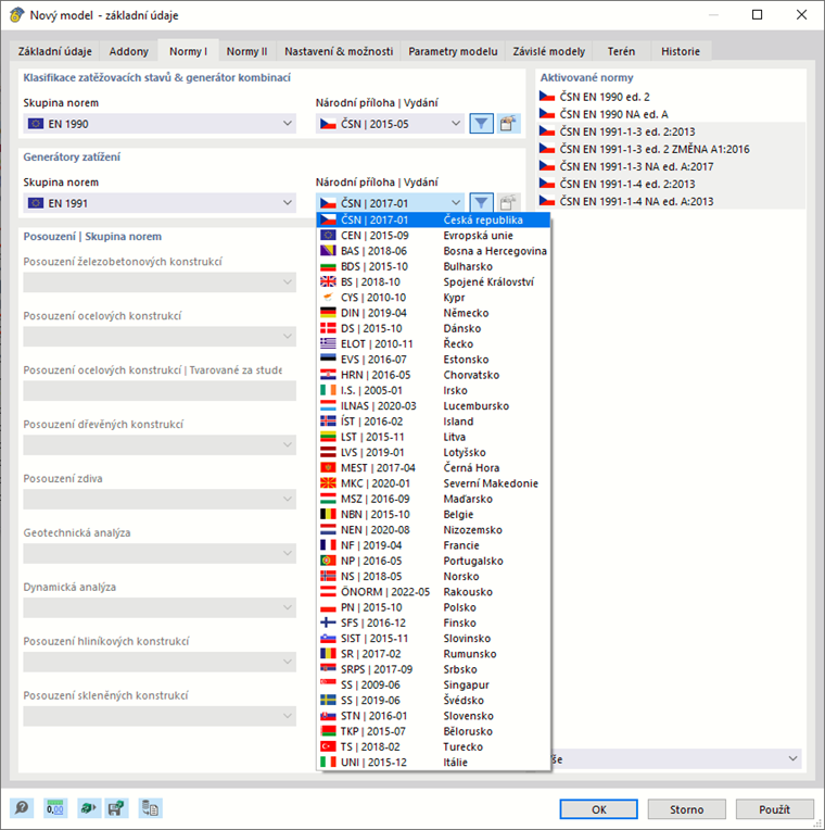 Výběr národní přílohy Eurokódu