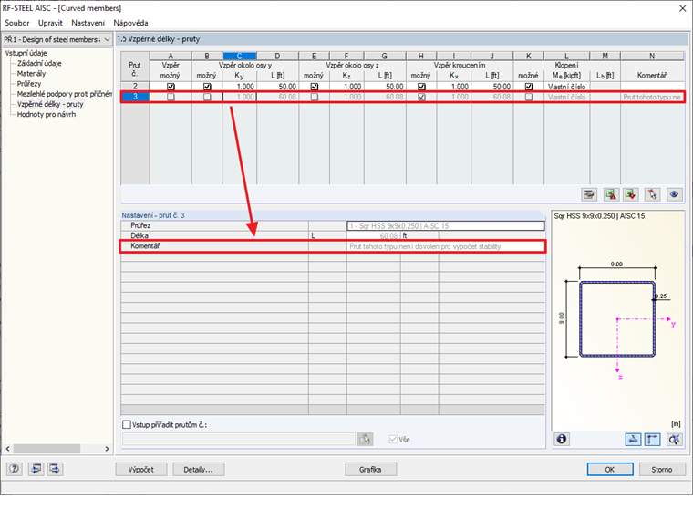 RF-STEEL AISC Stabilita pro zakřivené pruty
