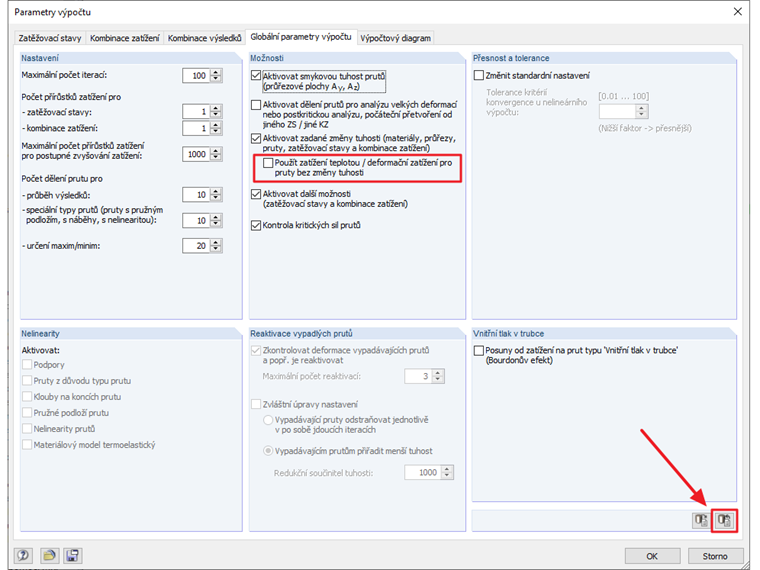Parametry výpočtu v programu RSTAB