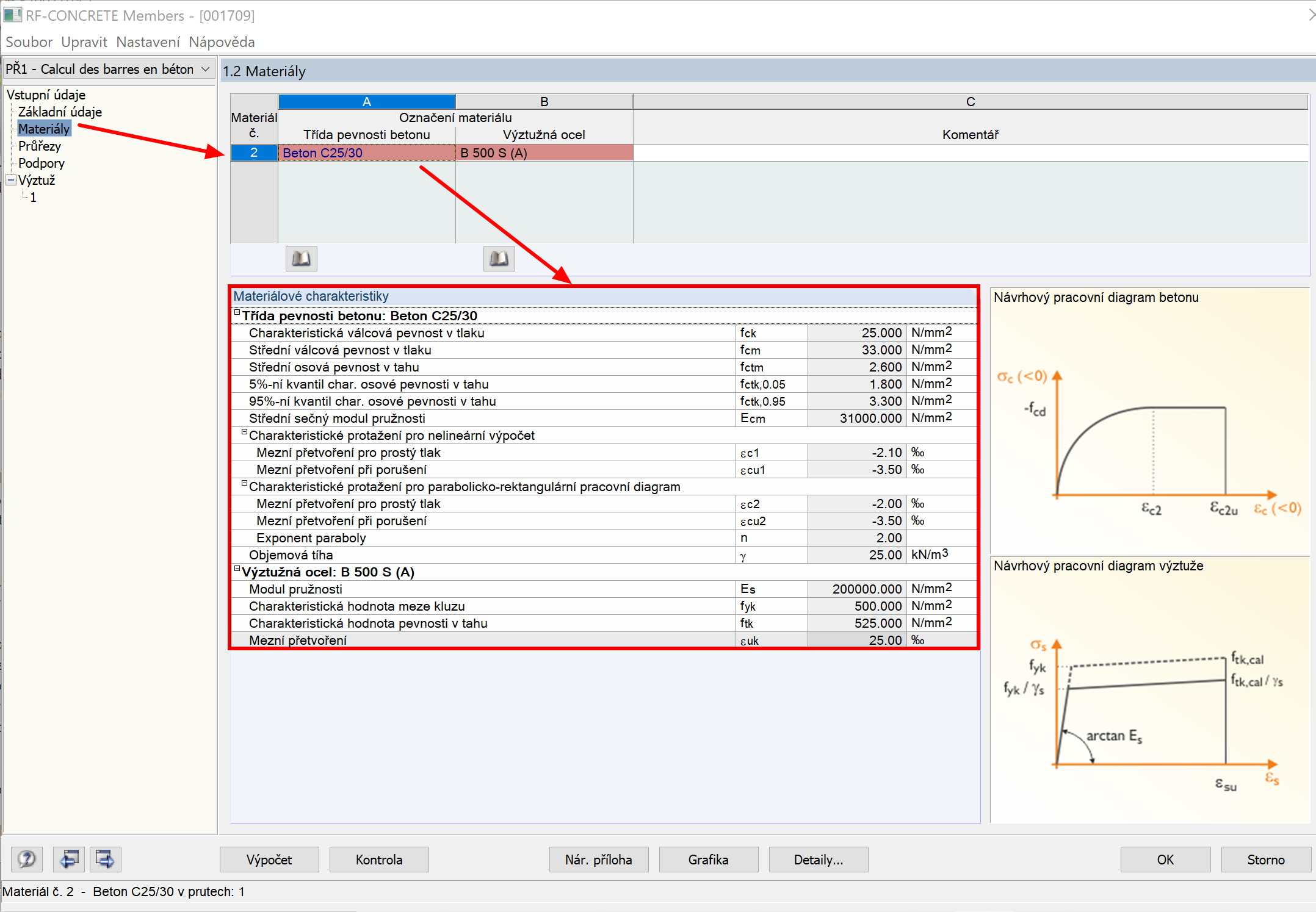 Tabulka 1.2 Materiály