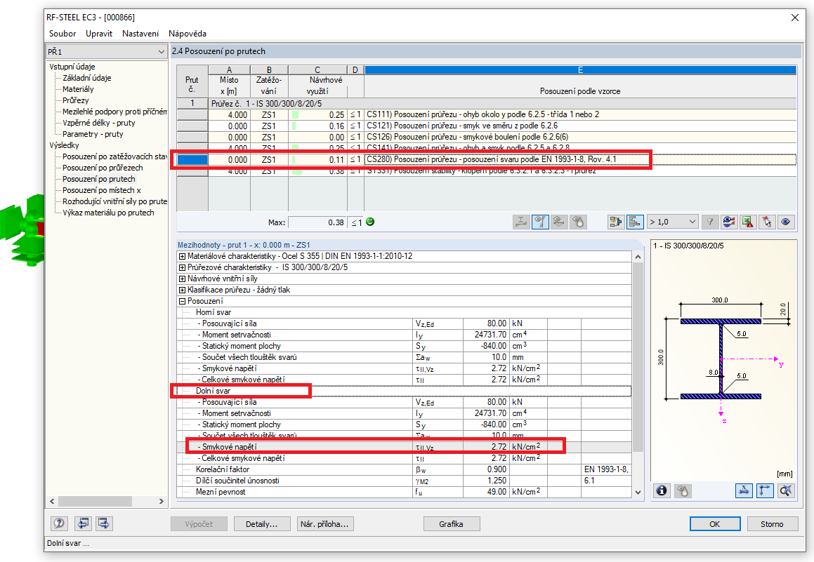 Výsledky v modulu RF-/STEEL EC3