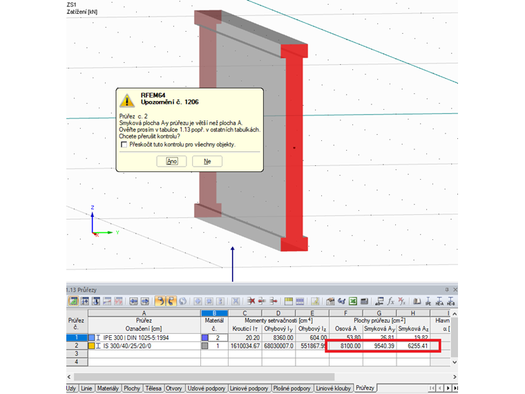 Upozornění na nevyhovující smykovou plochu