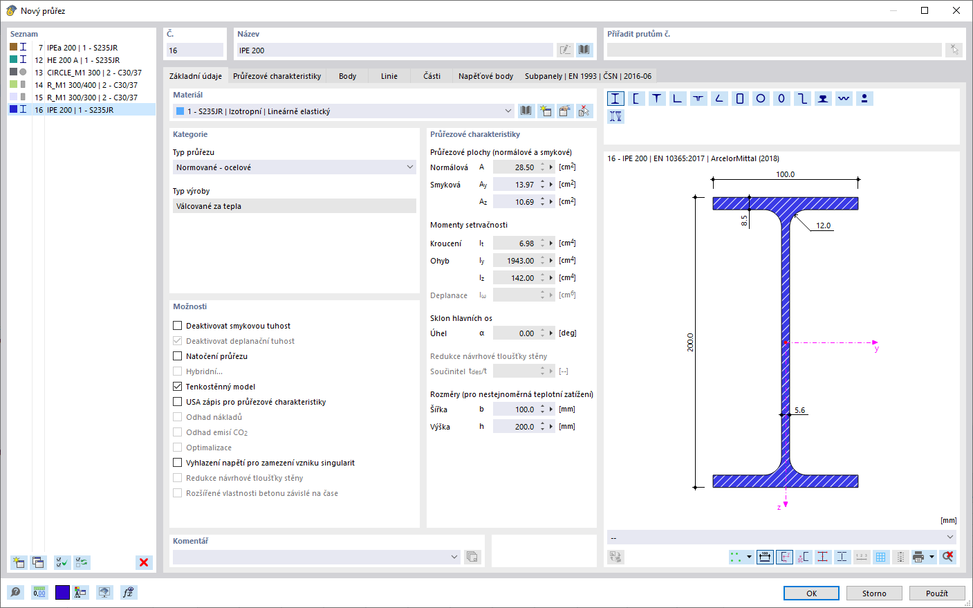 Dialog ' Nová sekce '