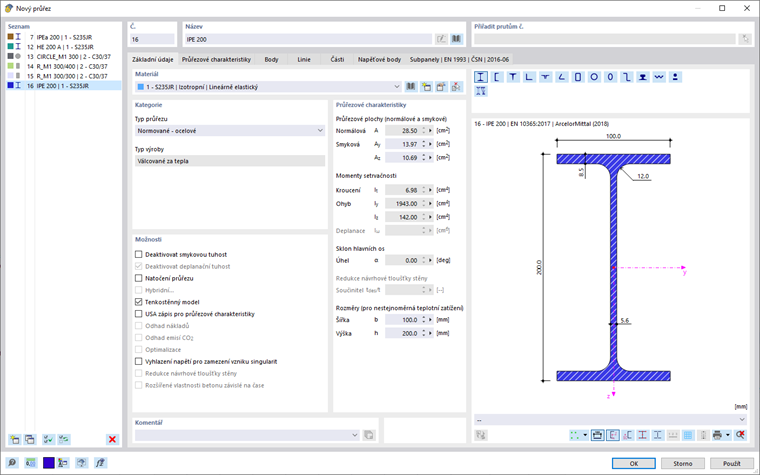 Dialog ' Nová sekce '