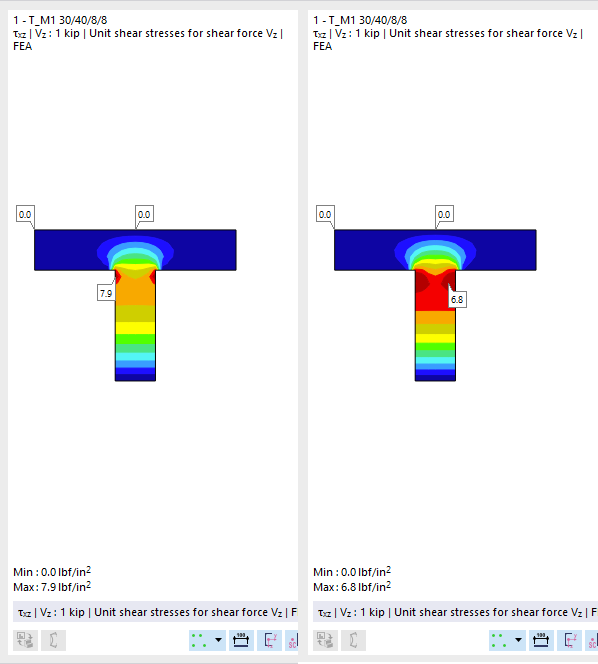 Porovnání mezi 'bez vyhlazení napětí' (vlevo) a 's vyhlazením napětí' (vpravo)