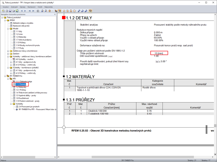 Třída Požární odolnosti v protokolu.