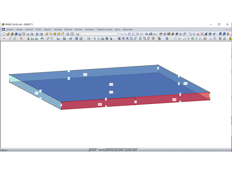 Boční plocha PL4 rozdělená na dílčí plochy PL4 a PL7, každá se čtyřmi hraničními liniemi