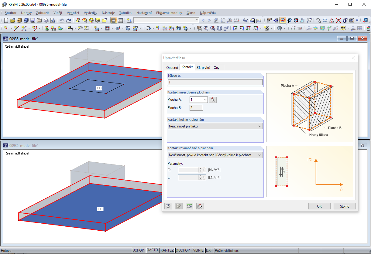 Kontaktní plocha A je kontaktní plocha PL1