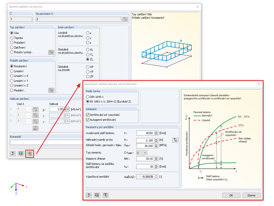Smršťování jako zatížení