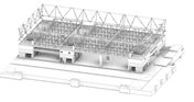Ocelová konstrukce vnější fasádní příhradové konstrukce ve dvou nejvyšších podlažích (© Gruner AG)