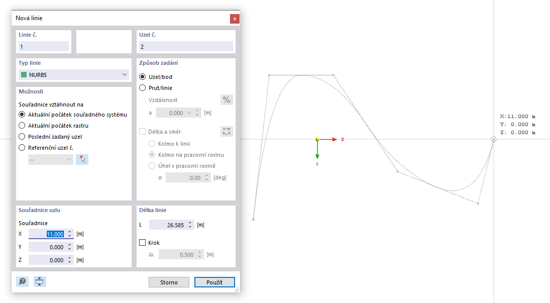 Definování NURBS graficky
