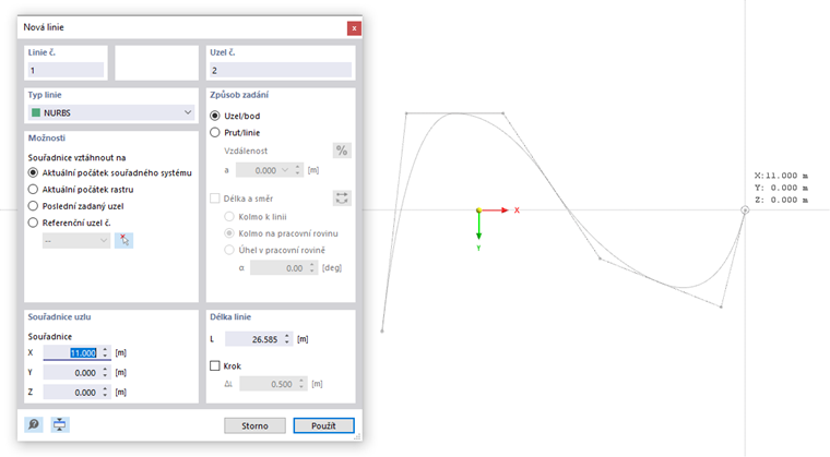 Definování NURBS graficky
