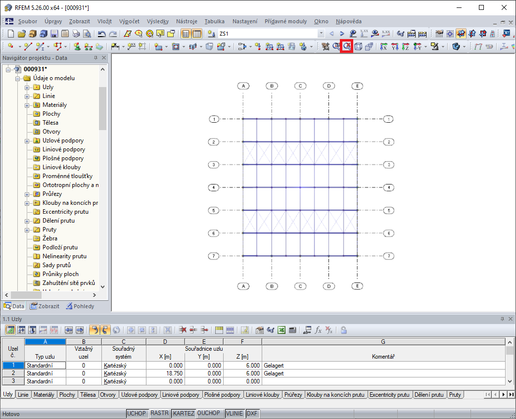 Pohled se zohledněním pomocných objektů
