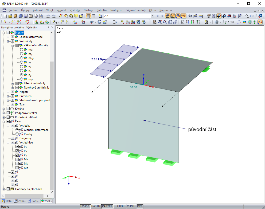 Příklad 3: Vodorovný řez stěnou