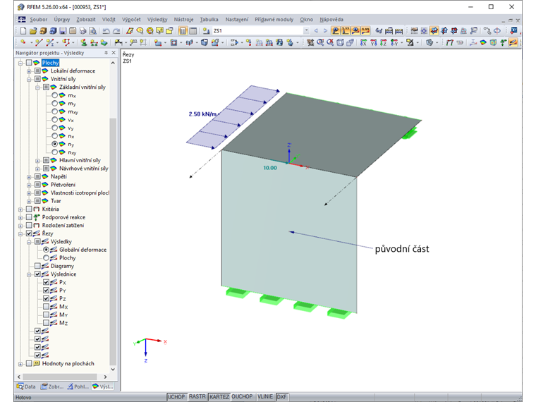 Příklad 3: Vodorovný řez stěnou