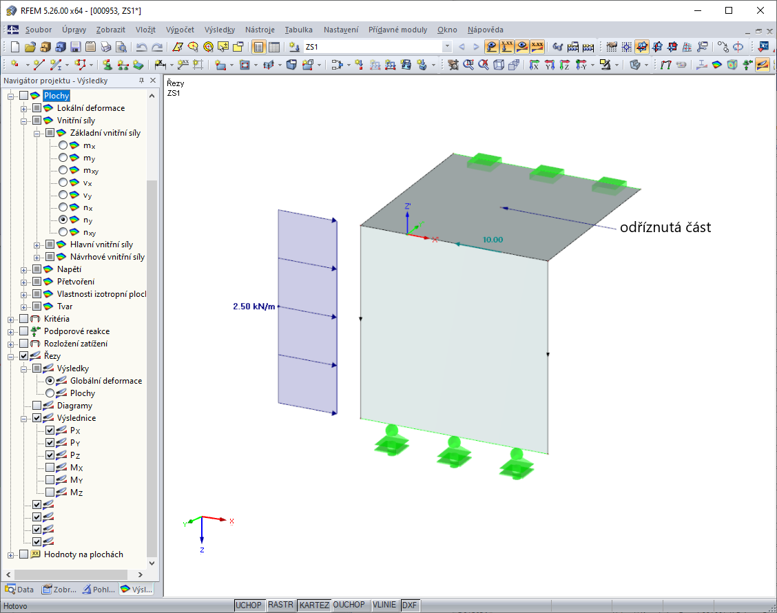 Příklad 4: Svislý řez stropem