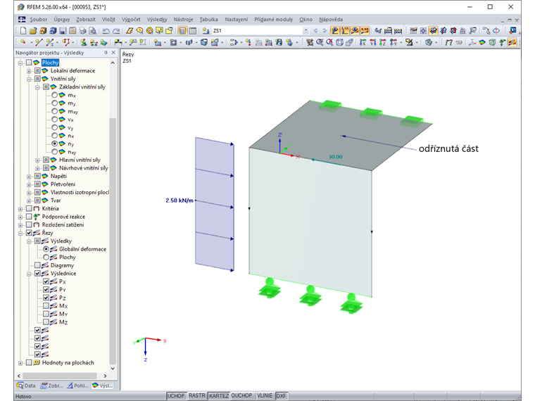 Příklad 4: Svislý řez stropem