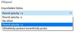 Výběr uspořádání žeber