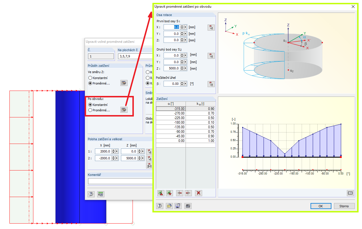 Upravit proměnné zatížení po obvodu