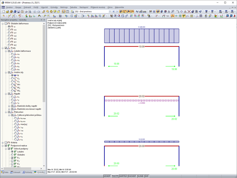 FAQ 005013 | Mohu so zobrazit zatížení, které je iteračně aplikováno na prut při typu zatížení Konečné předpětí?