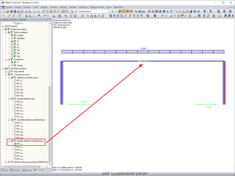 FAQ 005013 | Mohu so zobrazit zatížení, které je iteračně aplikováno na prut při typu zatížení Konečné předpětí?