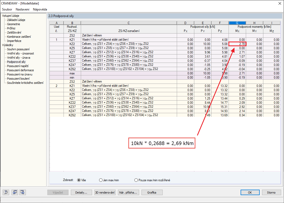 FAQ 005017 | V jakém místě se nacházejí stanovené podporové síly pro nosník jeřábové dráhy? Na spodní pásnici nosníku jeřábové dráhy, nebo ve středu smyku průřezu?