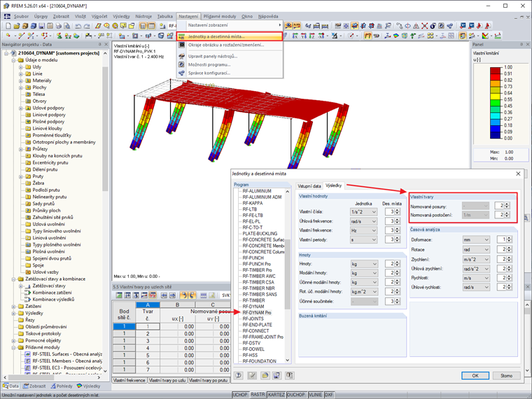 FAQ 005019 | Jak mohu upravit počet desetinných míst normovaných tabulkových hodnot vlastního tvaru?