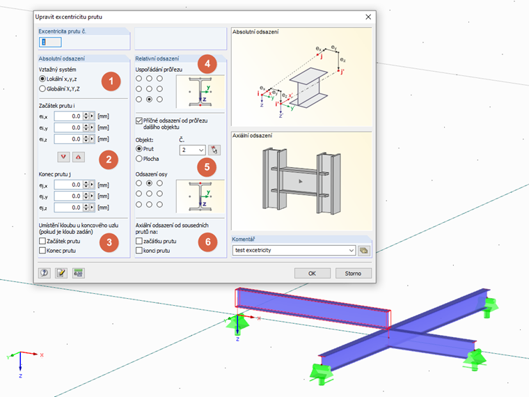 FAQ 005026 | Jak mohu vytvořit excentricitu prutu pomocí rozhraní COM?