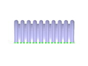 Tah je nafouknutý, pohled ve směru osy X.