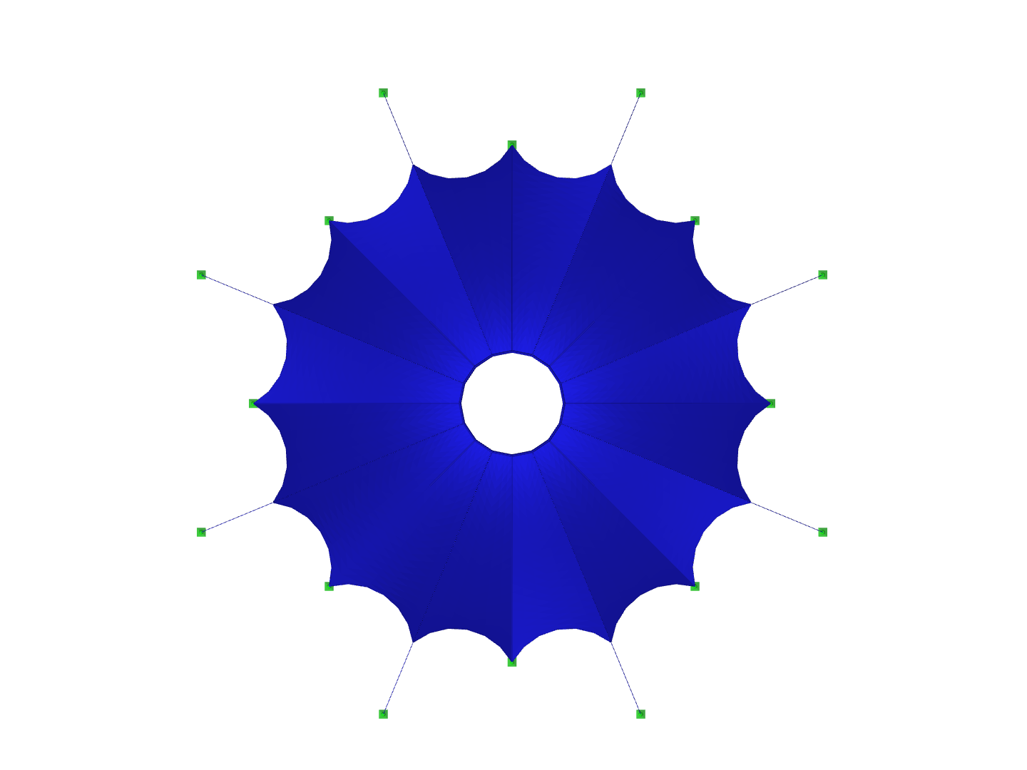 Zastřešení, pohled ve směru osy Z