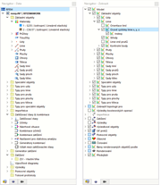 Navigátor s záložkou 'Data' a záložkou Zobrazit '