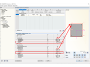 Zobrazení navržených napětí a protažení v modulu RF-CONCRETE Columns