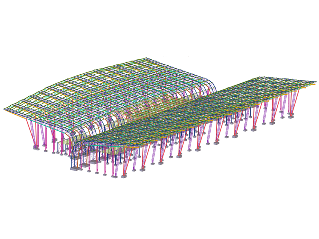 Analýza komplexního stavu mezi napětím a poměrným přetvořením prutů konstrukce terminálu letiště pomocí 3D BIM modelů