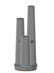 3D model mrakodrapu v programu RFEM