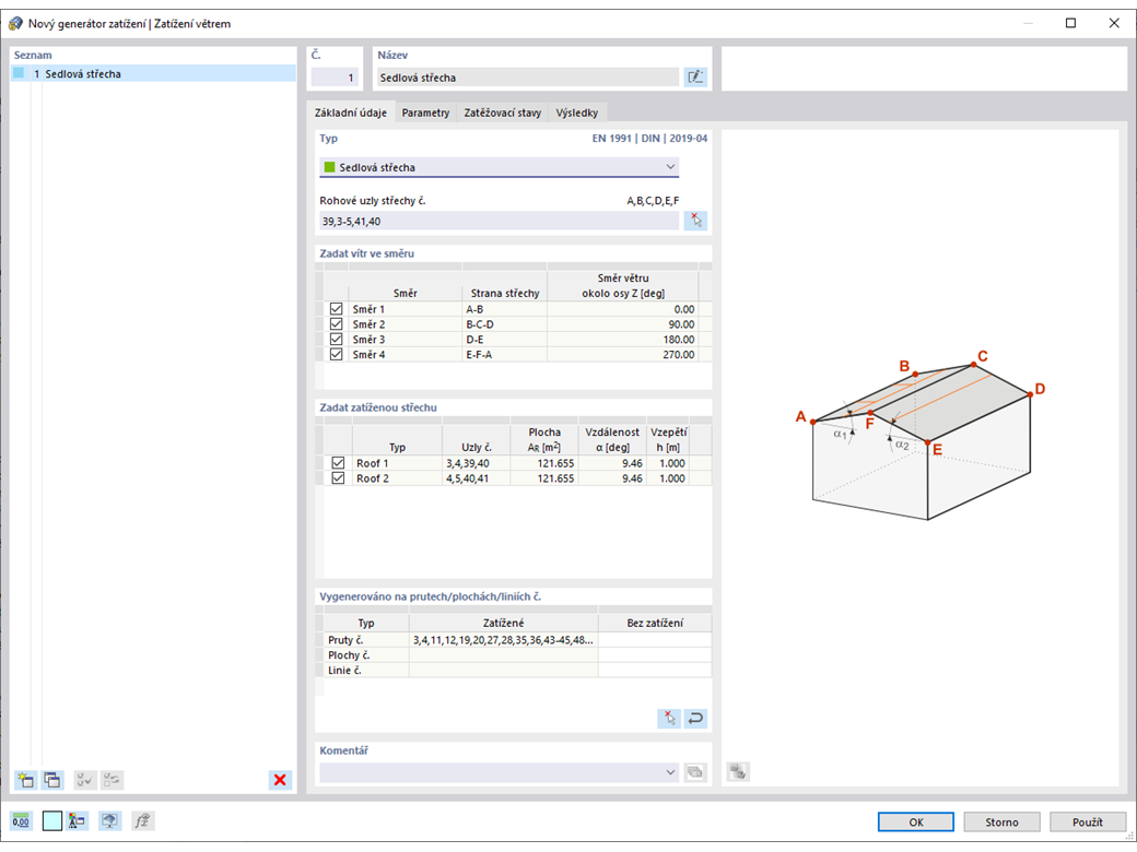 Funkce 002013 | Generování zatížení větrem