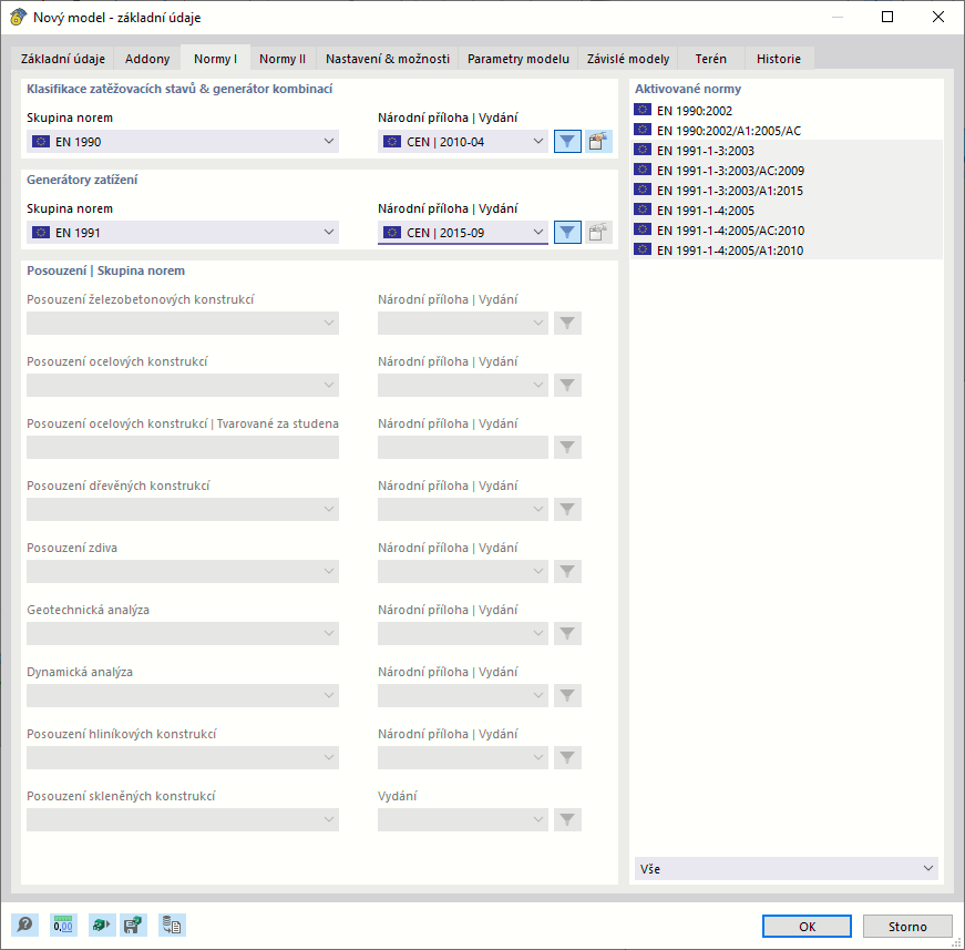 „Normy“ pro kombinace zatěžovacích stavů a generátory zatížení