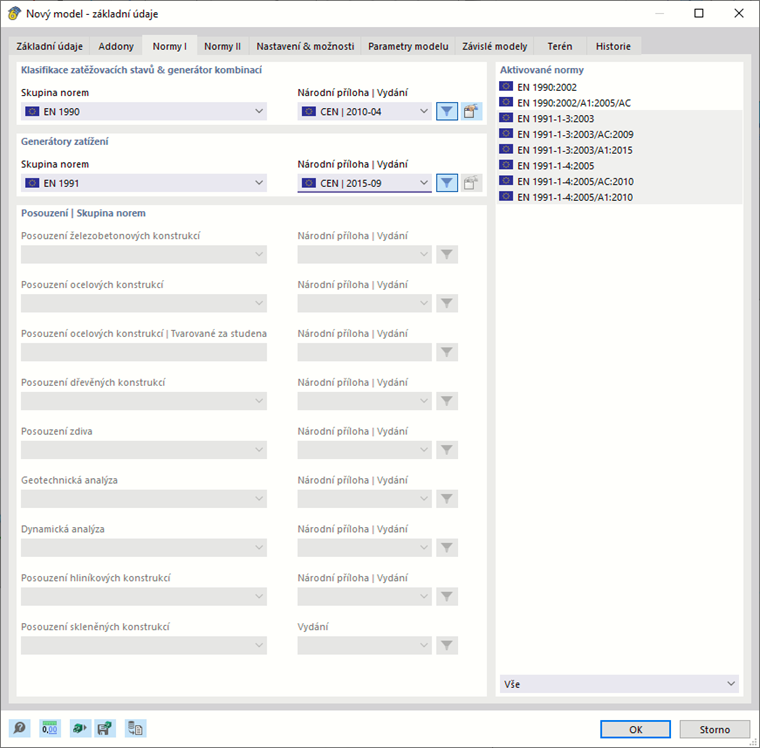 „Normy“ pro kombinace zatěžovacích stavů a generátory zatížení