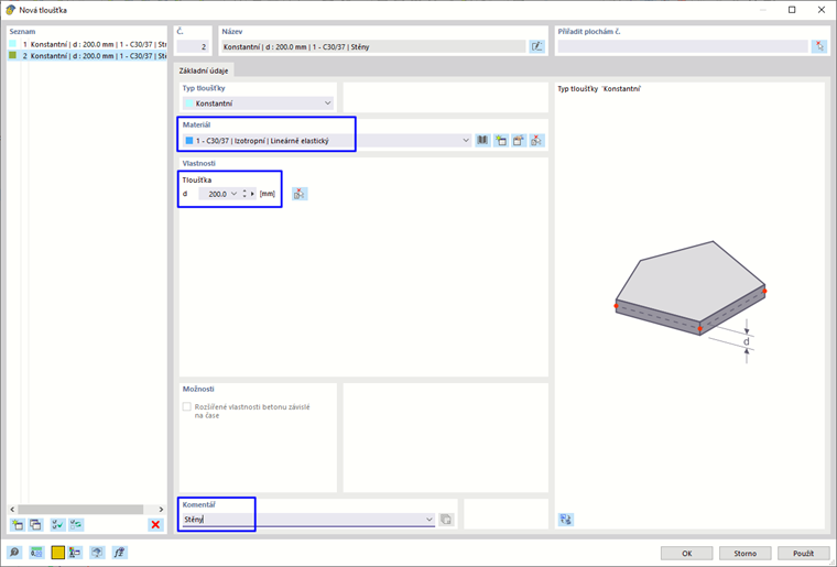 Zadání typu druhé tloušťky