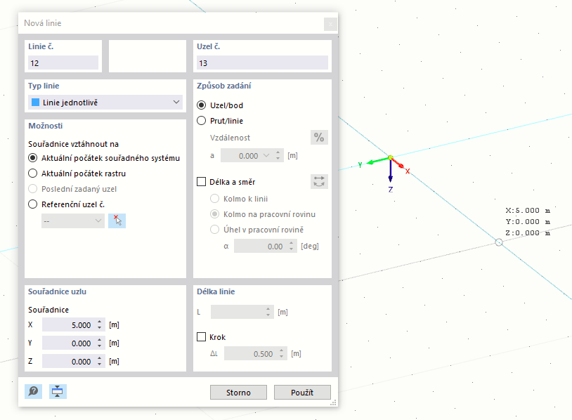 Počáteční bod první linie