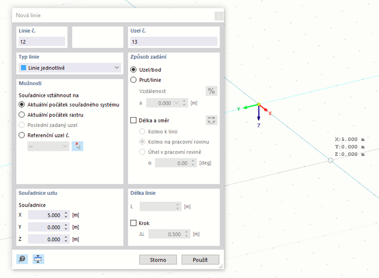 Počáteční bod první linie