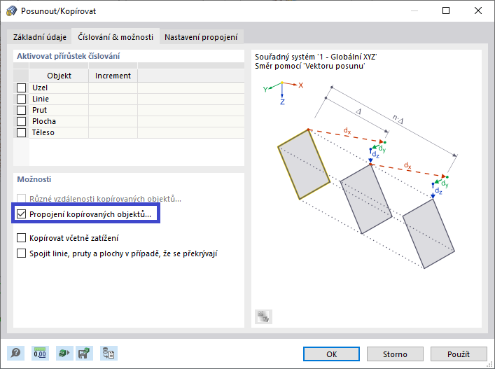 Vytvoření propojených objektů