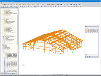 3D model dřevěné konstrukce v programu RFEM