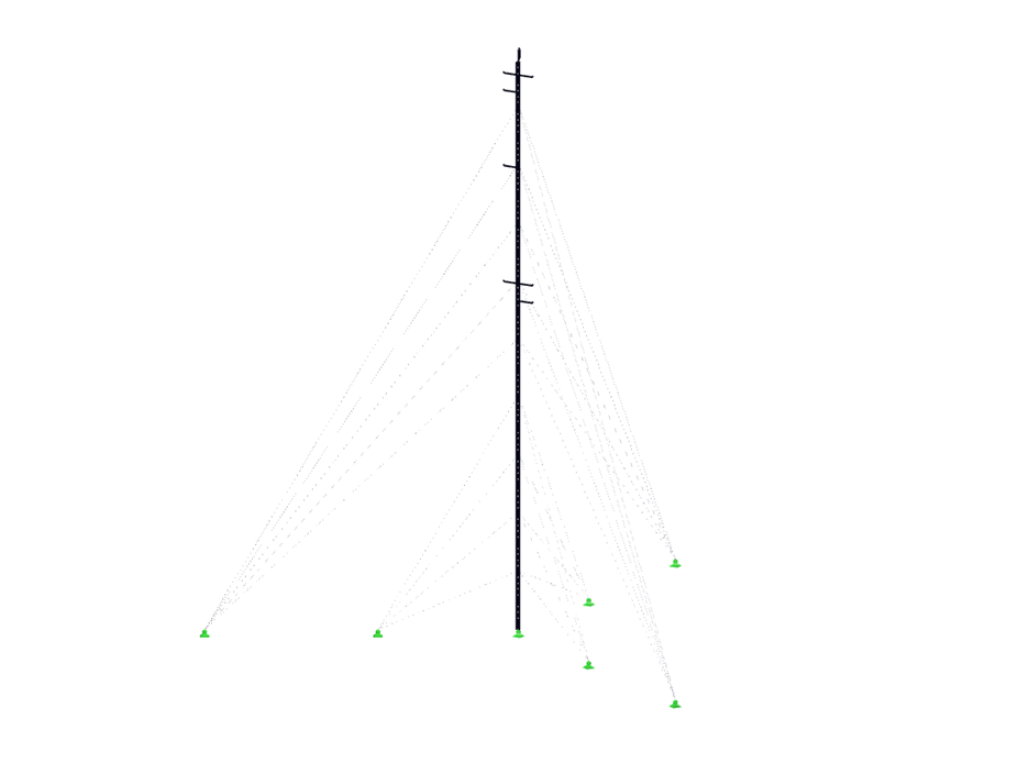 3D model stožáru pro měření větru v programu RFEM (© m3-ZT GmbH)