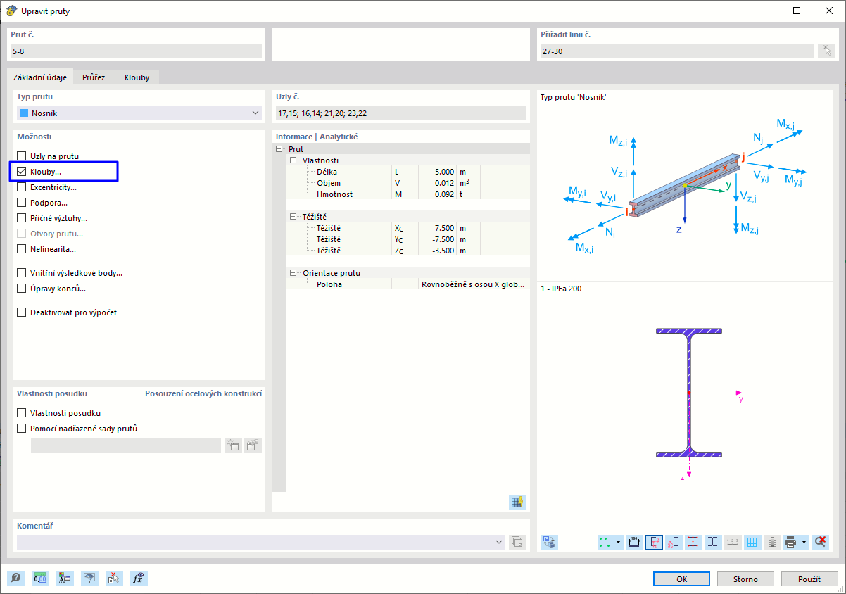 Dialog "Upravit pruty"