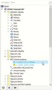 Navigátor s předdefinovanými typy liniových podpor
