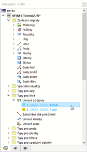 Navigátor s předdefinovanými typy liniových podpor